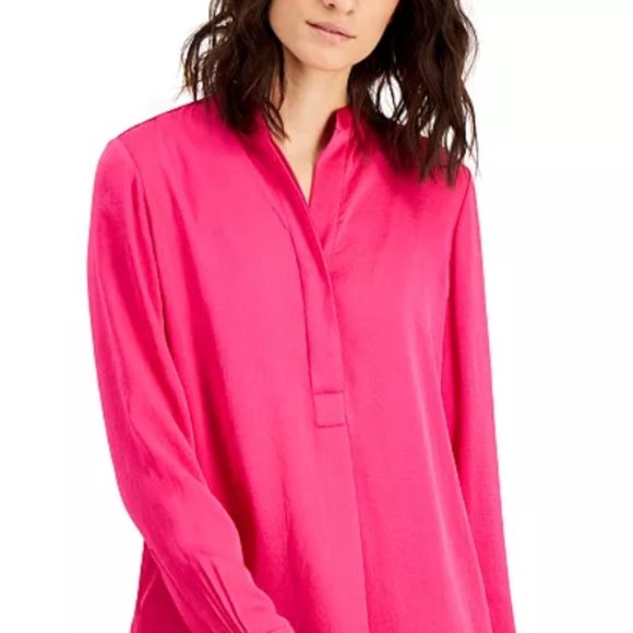 NEW✅Anne Klein 💅🏽Women's Popover Blouse Hot Pink - Picture 2 of 14